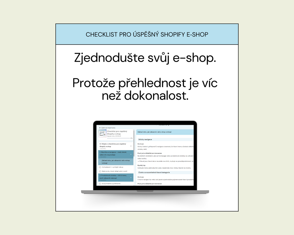Checklist pro úspěšný Shopify e‑shop