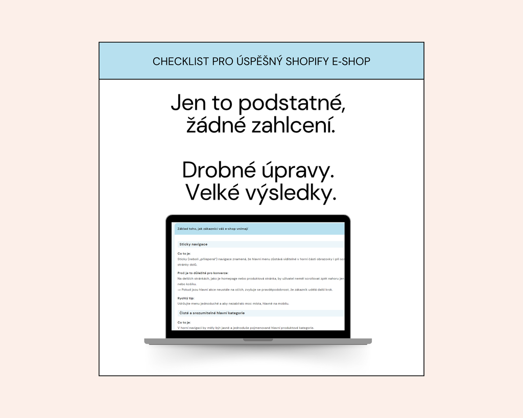 Checklist pro úspěšný Shopify e‑shop
