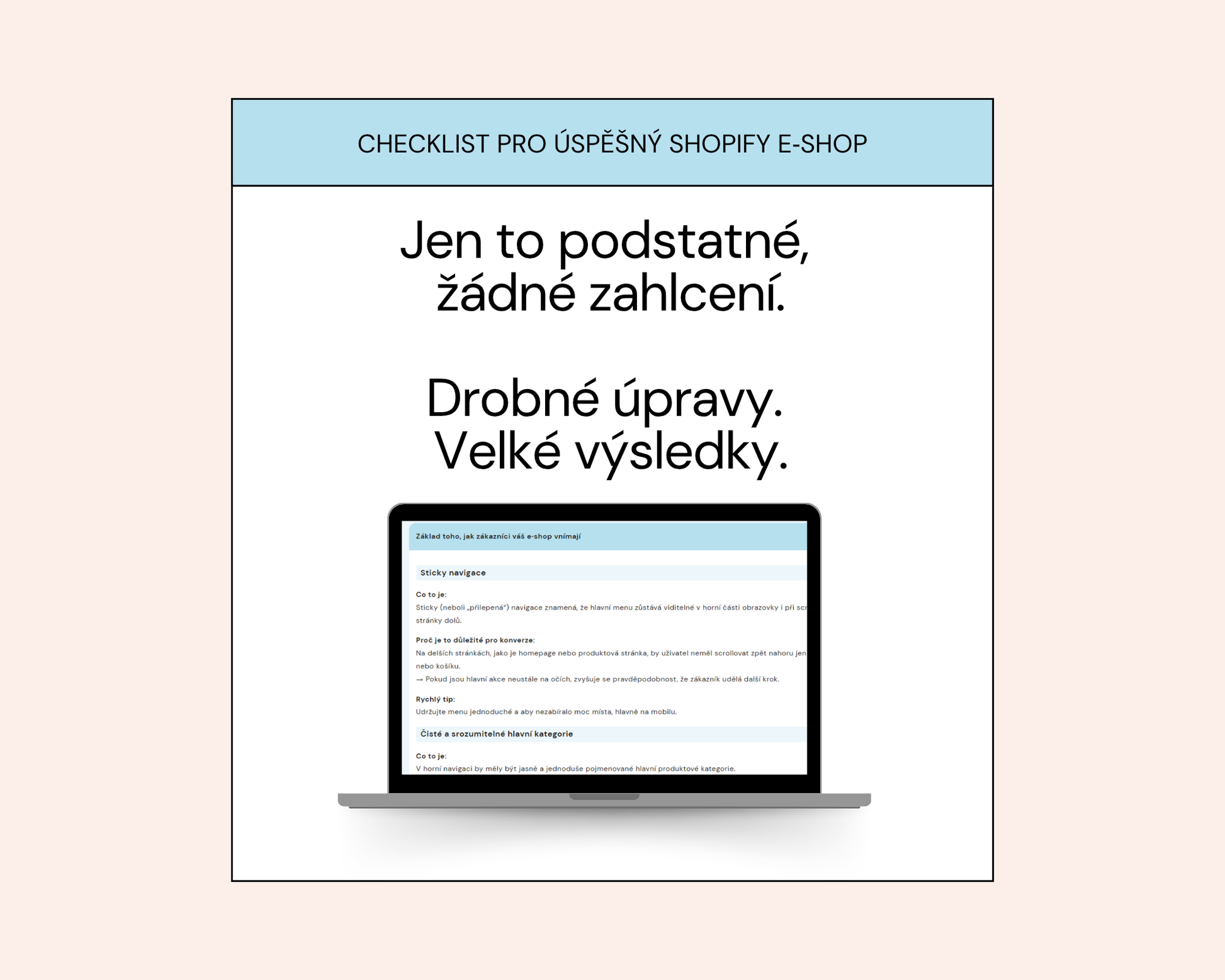 Checklist pro úspěšný Shopify e‑shop