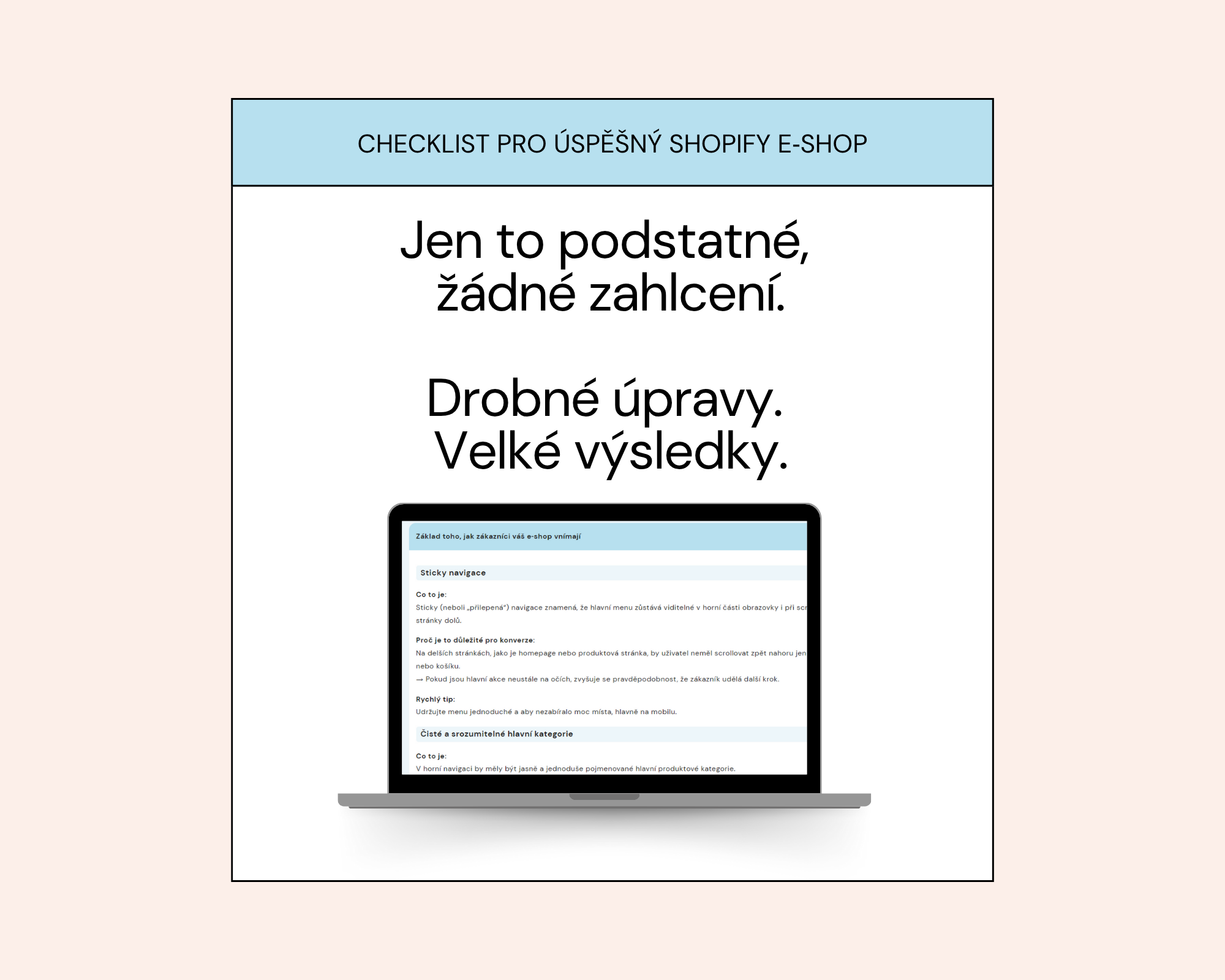 Checklist pro úspěšný Shopify e‑shop